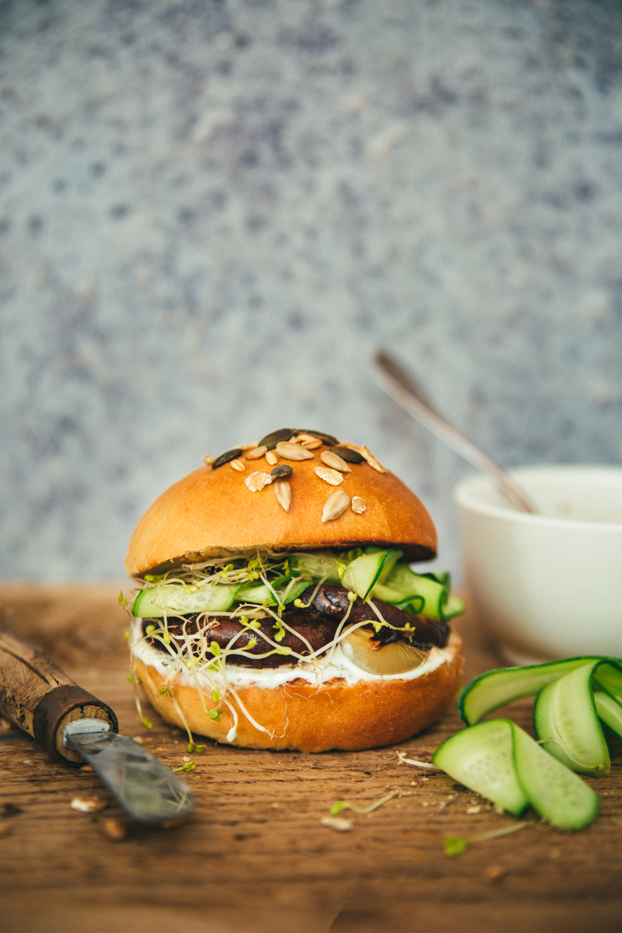Veggie burger aux champignons ©Sandrine Saadi
