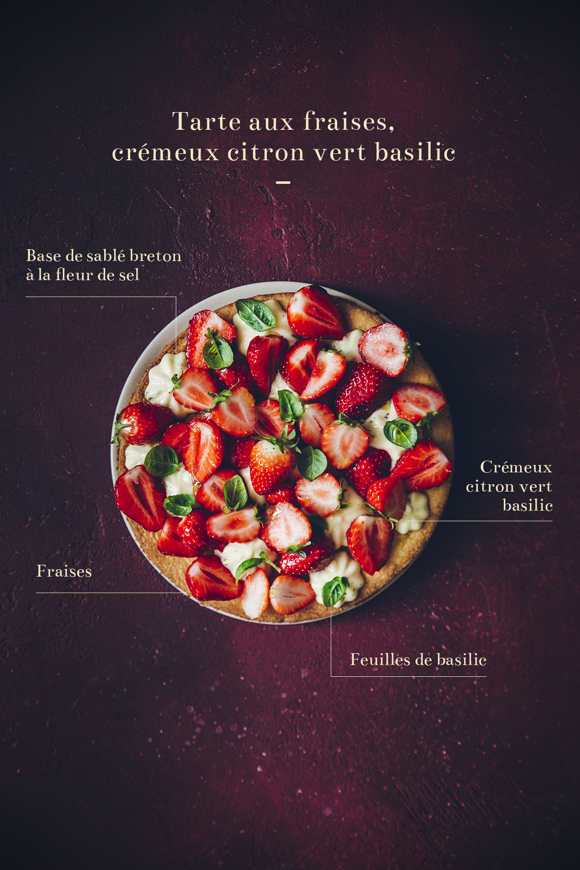 Tarte aux fraises, crémeux citron vert basilic ©Sandrine Saadi